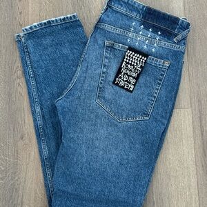Ksubi Blue Denim Jeans with Graphic Patch